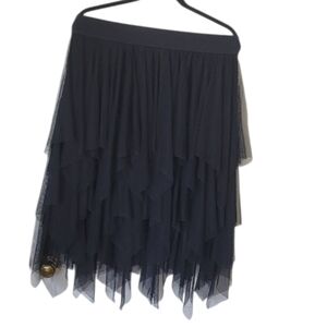 ZARA black tiered layered chiffon tutu style princess midi Fairy Hem Goth